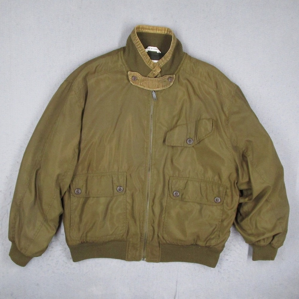 Abercrombie & Fitch Mens Bomber Jacket Olive Green Wool Blend Lined Vintage M